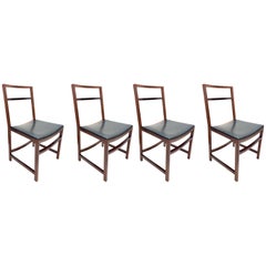 Renato Venturi Midcentury Set of Italian Wood Dining Chairs for MIM Roma, 1960s