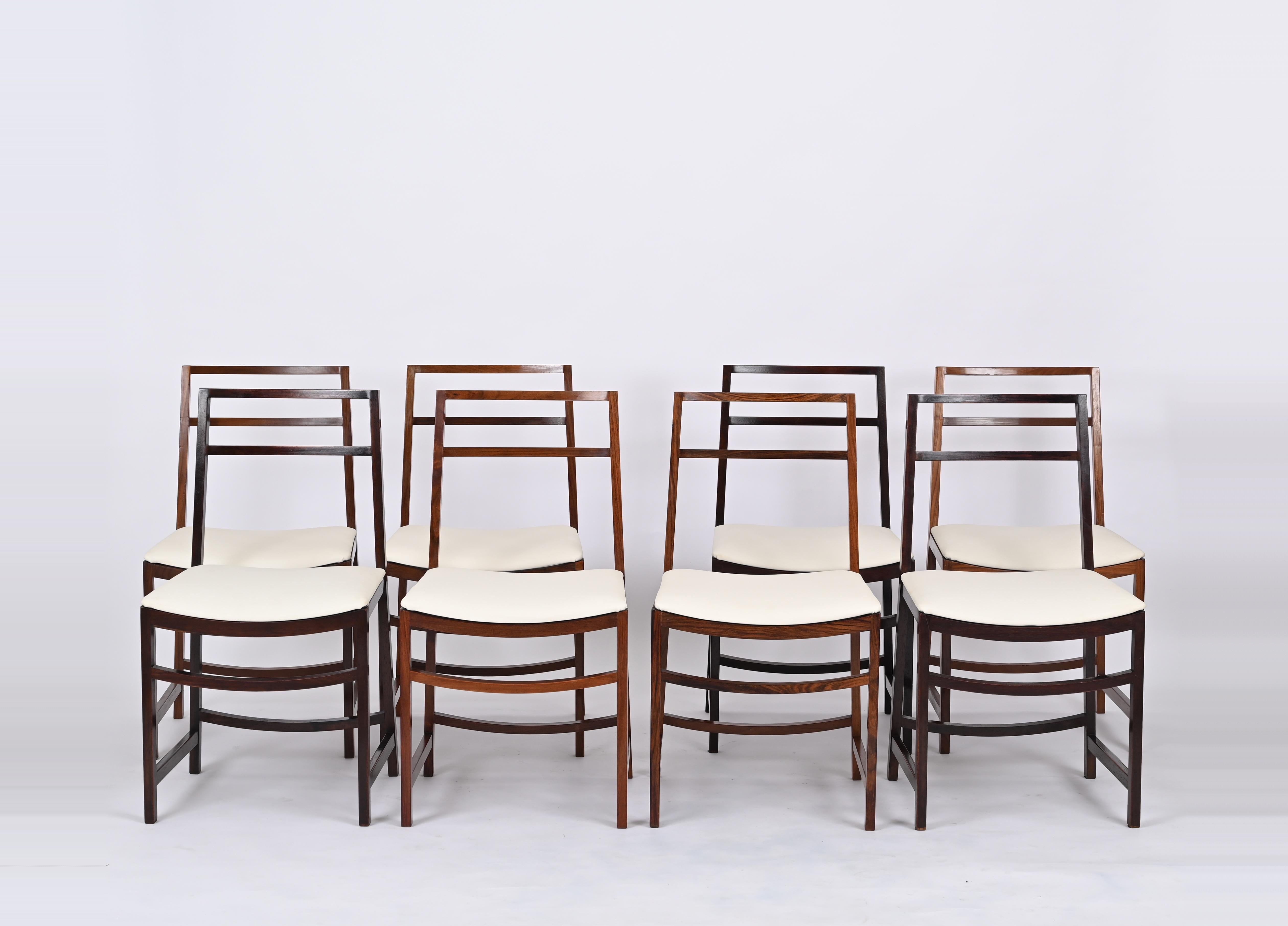 Renato Venturi Ensemble de 8 chaises de salle à manger italiennes pour MIM Roma, Italie Années 1960 en vente 5