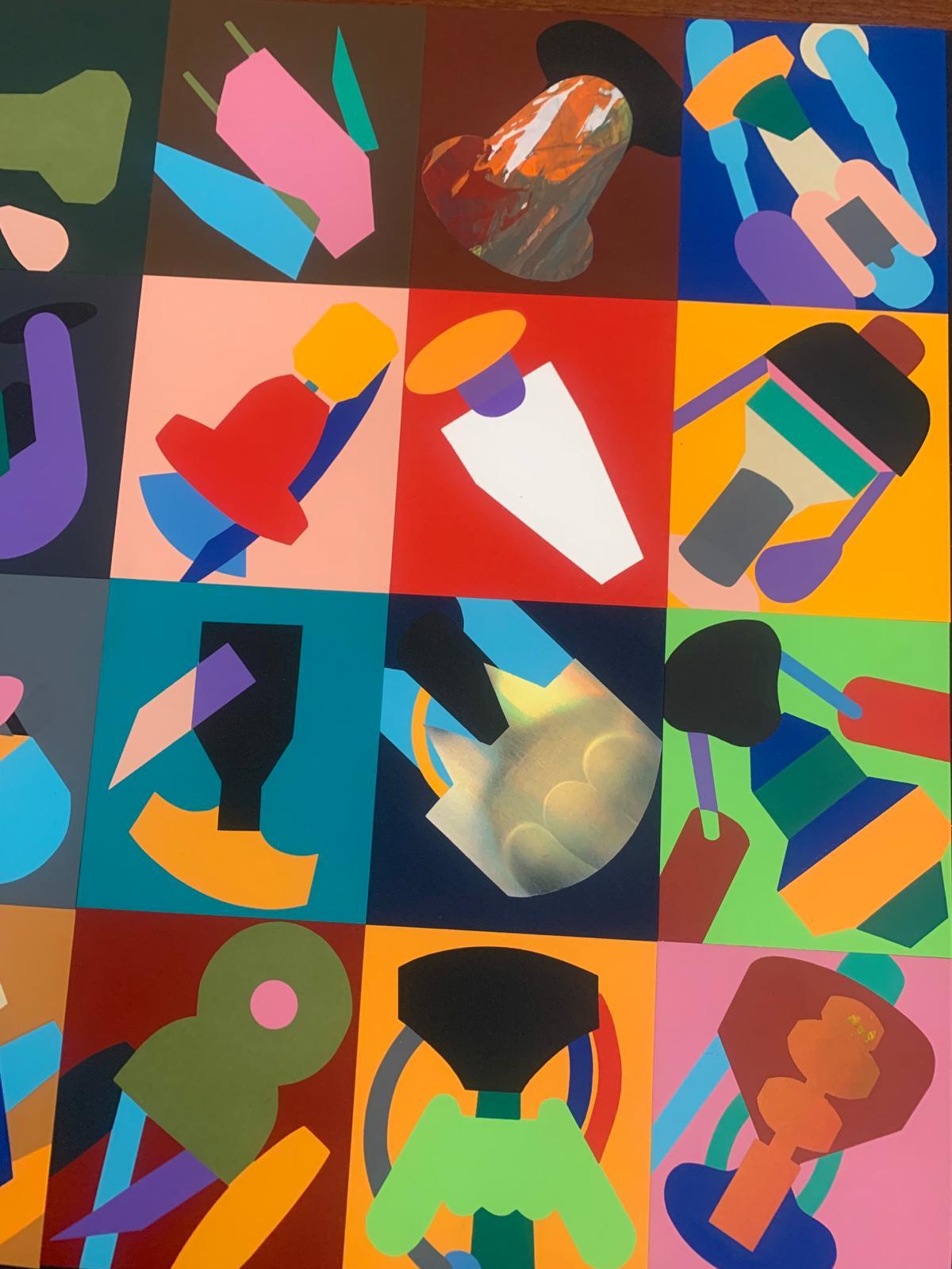 Renato Volpini, Komposition anthropomorpher Elemente, 1990, Collage und Mischtechnik (Ende des 20. Jahrhunderts) im Angebot