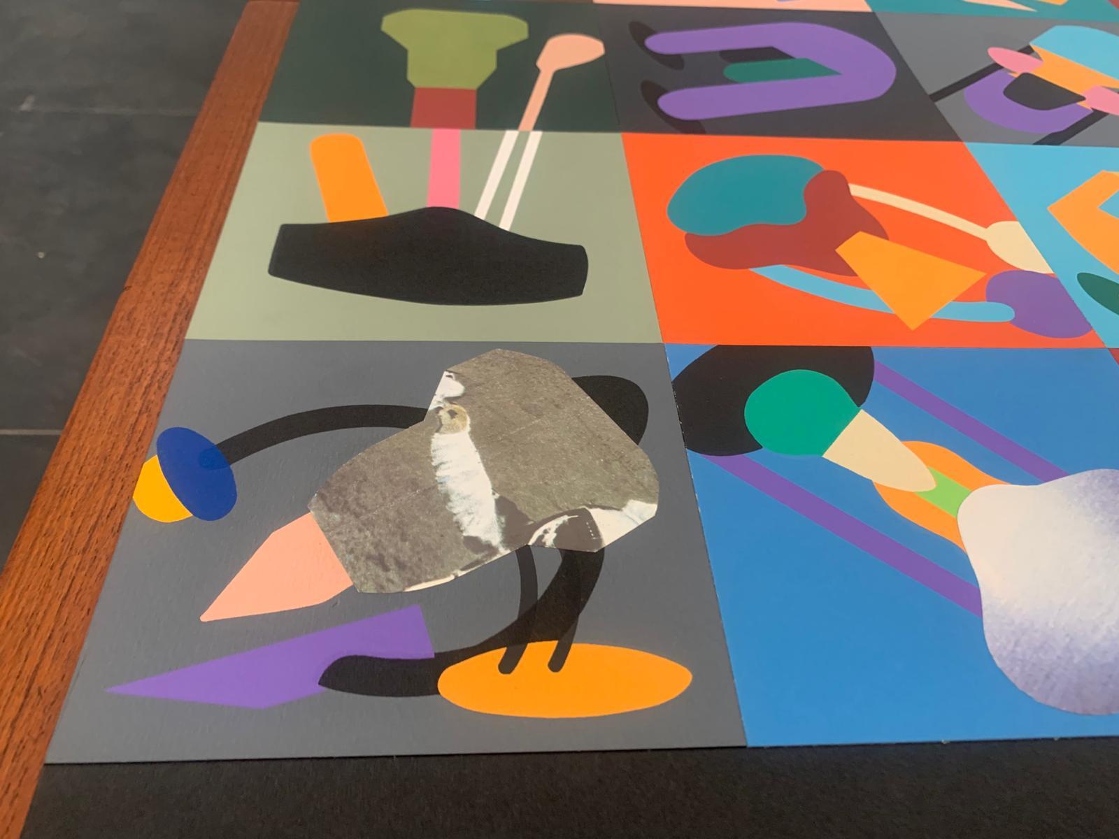 Renato Volpini, Komposition anthropomorpher Elemente, 1990, Collage und Mischtechnik (Papier) im Angebot
