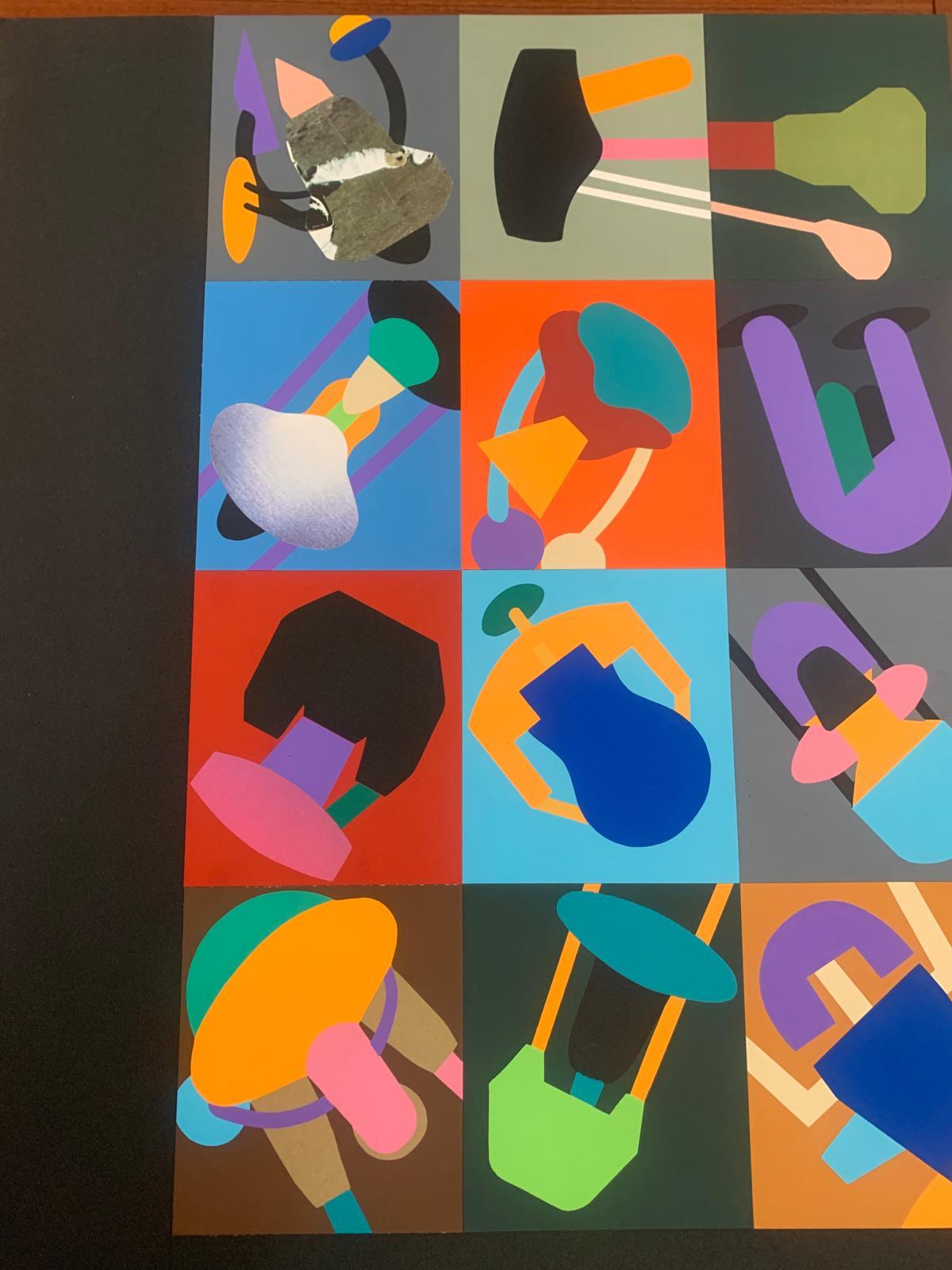 Renato Volpini, Komposition anthropomorpher Elemente, 1990, Collage und Mischtechnik im Angebot 1