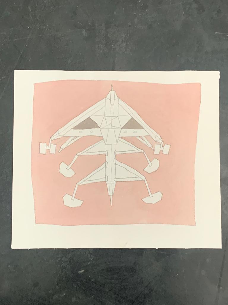 Renato Volpini, Composition, Tempera and Pencil on Paper, 1960s In Good Condition For Sale In Montelabbate, PU