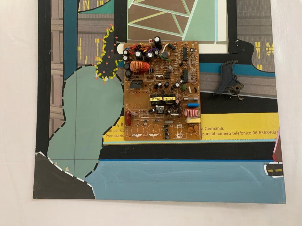 Renato Volpini, Komposition mit Circuit Boards, 1970er Jahre, Mixed Media (Italienisch) im Angebot