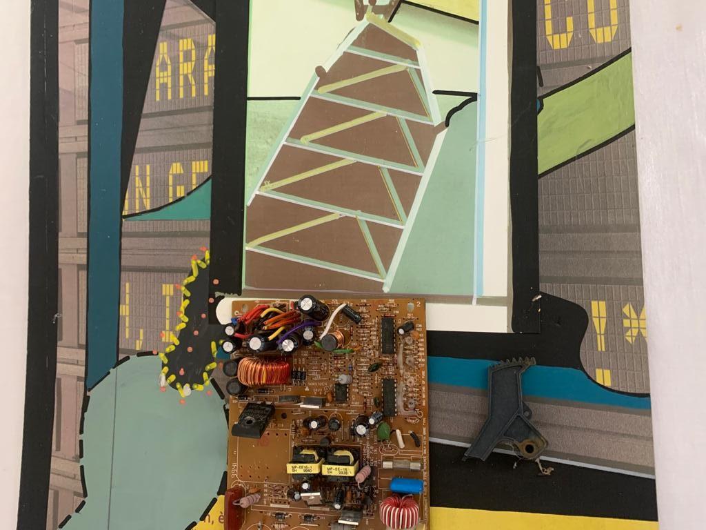 Renato Volpini, Komposition mit Circuit Boards, 1970er Jahre, Mixed Media (Metall) im Angebot
