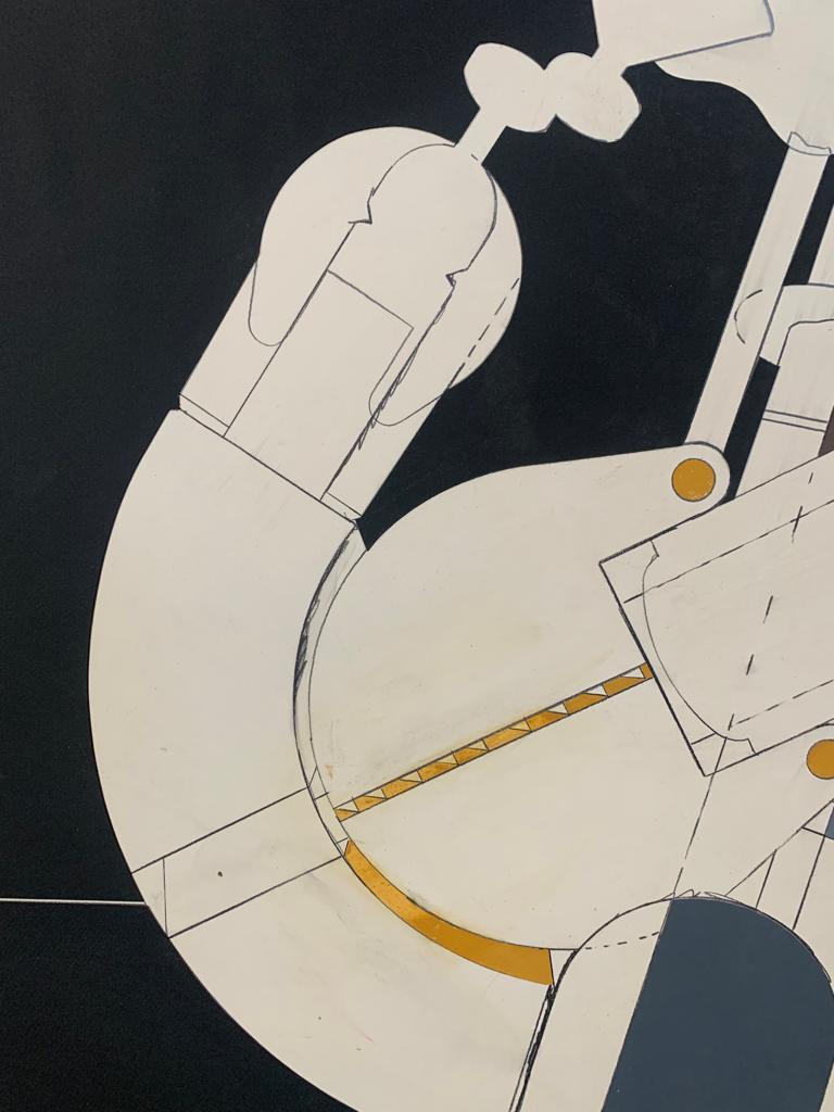 Paper Renato Volpini, Element of Space Machine, 1970s, Mixed Media For Sale