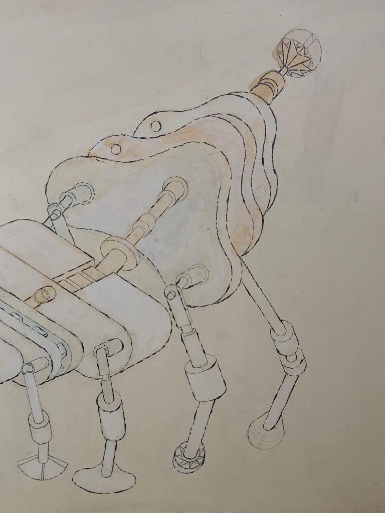 Papier Renato Volpini, Une partie de la machine du rêve Vénus, 1970, techniques mixtes en vente