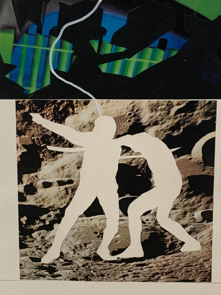 Renato Volpini, collage et tempera représentant une scène spatiale. Certificat d'authenticité disponible. Provenance Studio Volpini.
Informations détaillées sur le site de la Fondation Volpini.