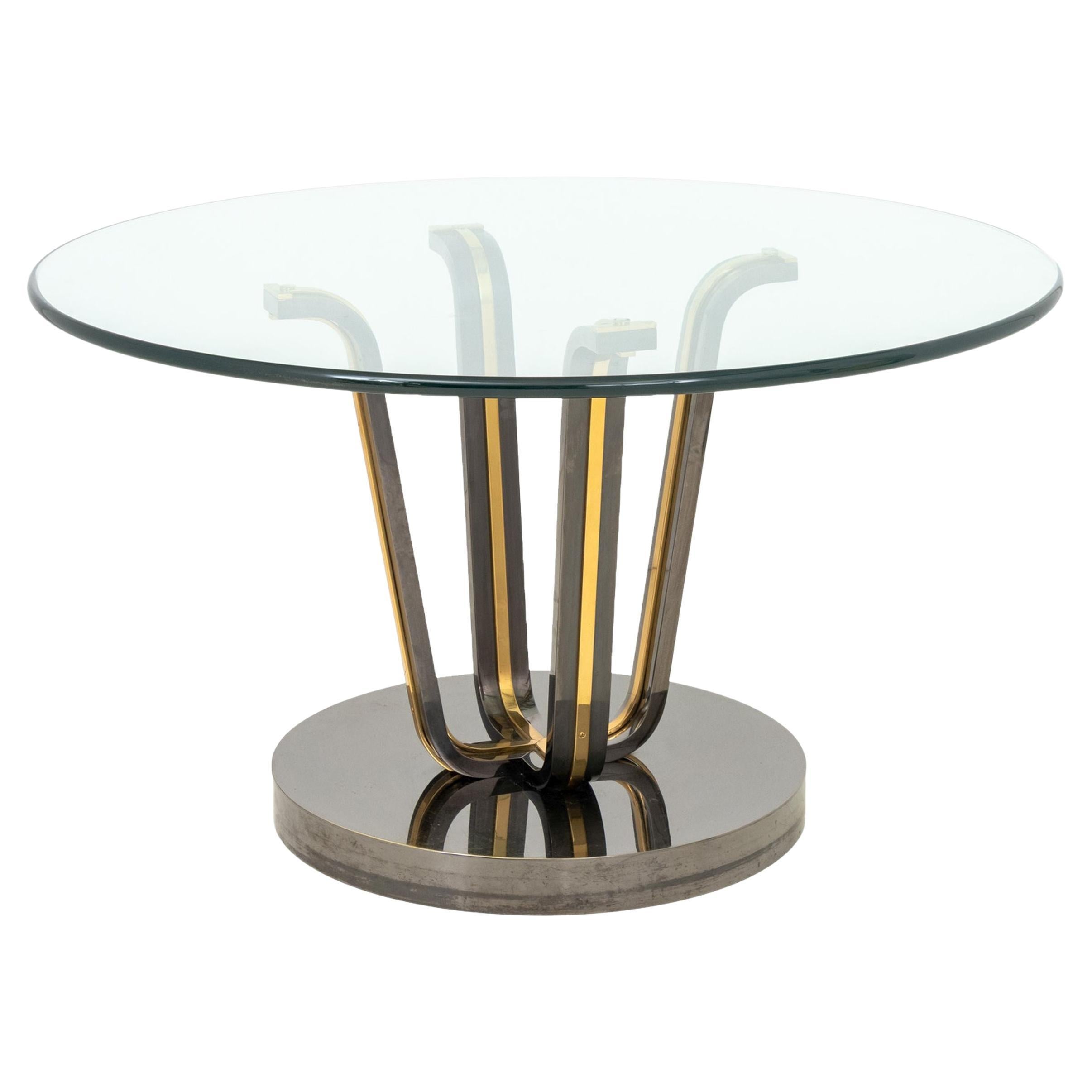 Renato Zevi Attr. Glass and Chrome Circular Table For Sale
