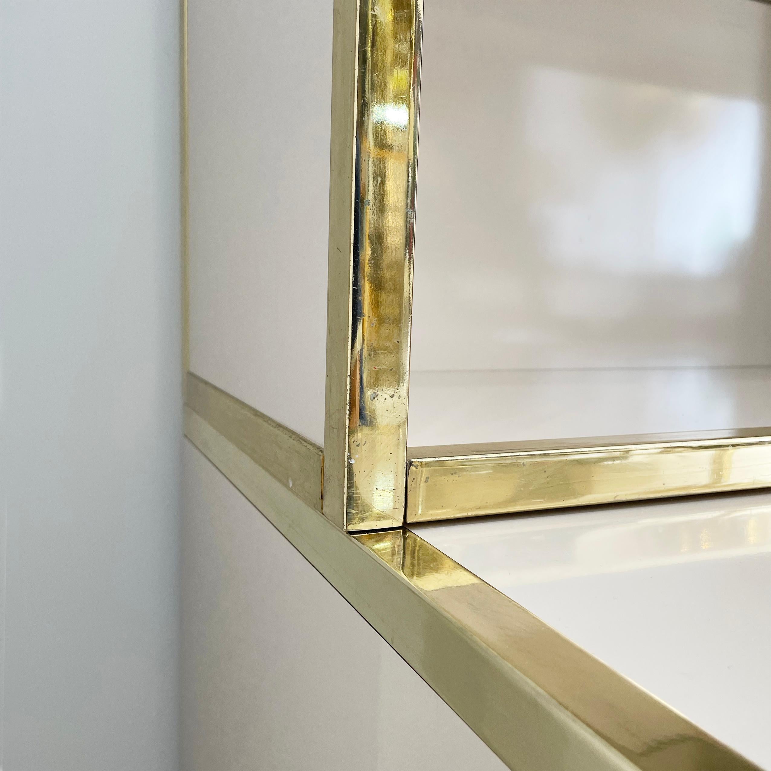 Renato Zevi Beige Brass Display Cabinet 1970s Smoked Glass For Sale 4