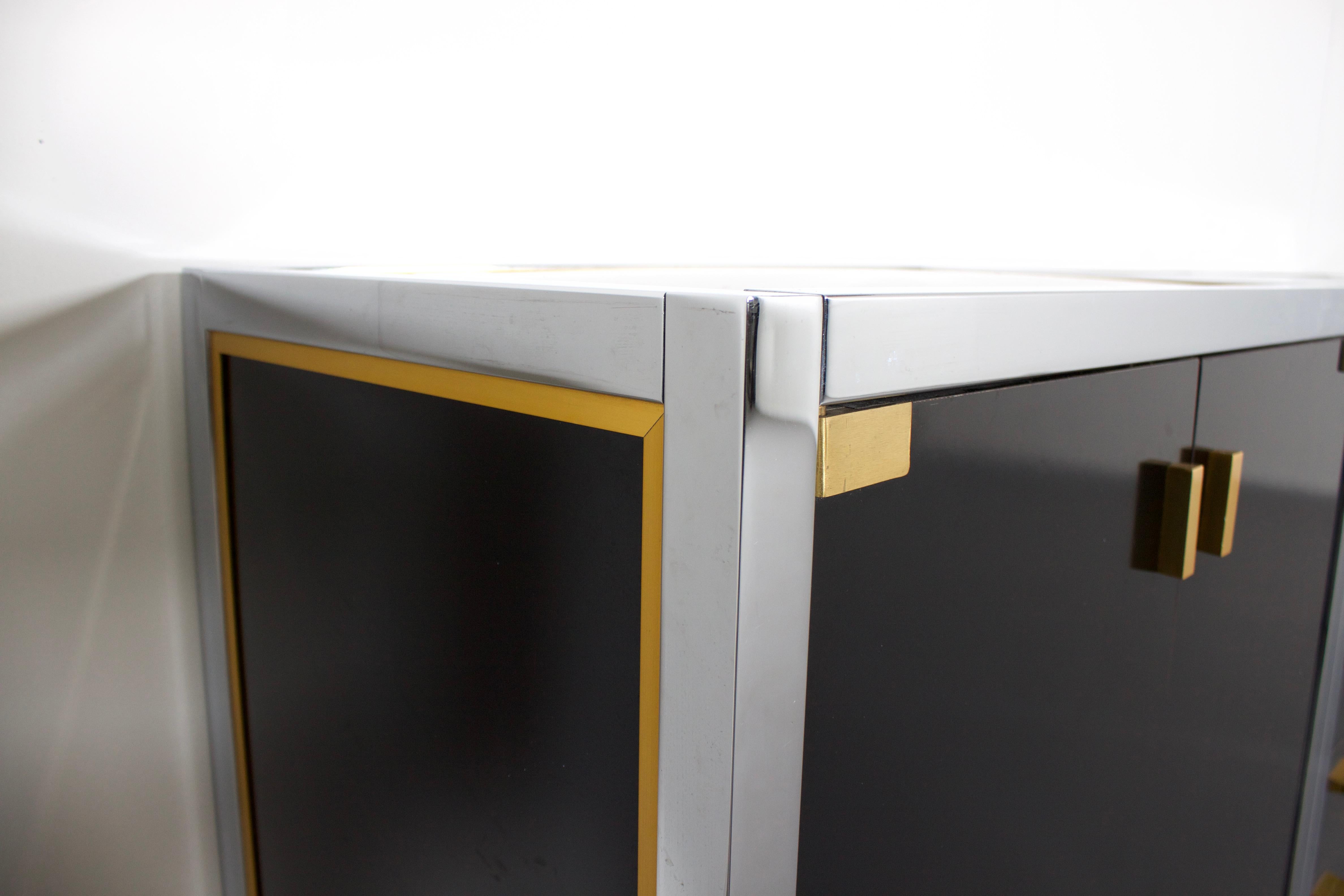 20th Century Renato Zevi Brass and Chrome Sideboard Consisting of Three Pieces, Italy, 1970s