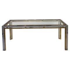 Renato Zevi Chrome Brass Glass Console Table Desk 1970s Romeo Rega Vintage