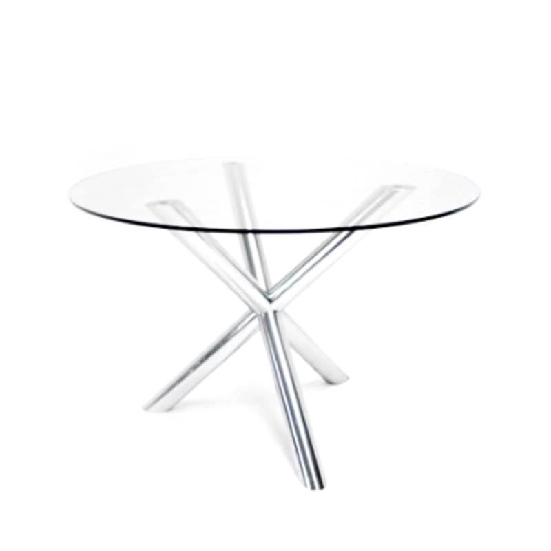 Renato Zevi design for Roche Bobois France years '70 

Table in chrome and tickness glass of 0.5 inches and 48 in. Diameter