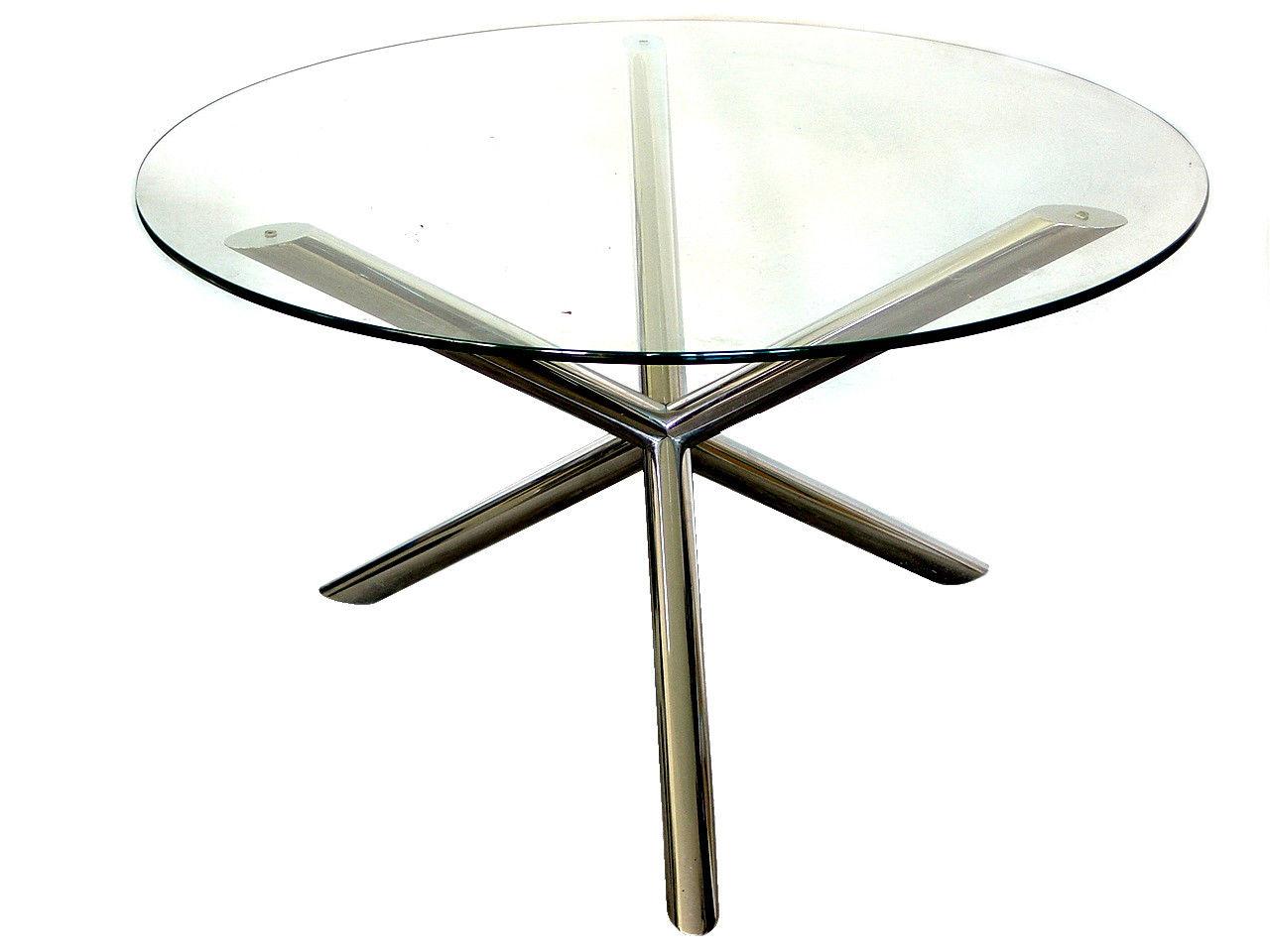 Renato Zevi Design for Roche Bobois France Years 1970 Table in Chrome and Glass In Good Condition For Sale In Biella, IT