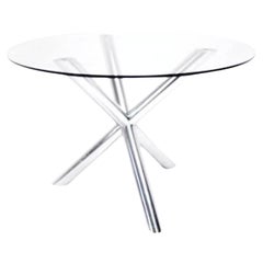 Renato Zevi Design for Roche Bobois France Years 1970 Table in Chrome and Glass