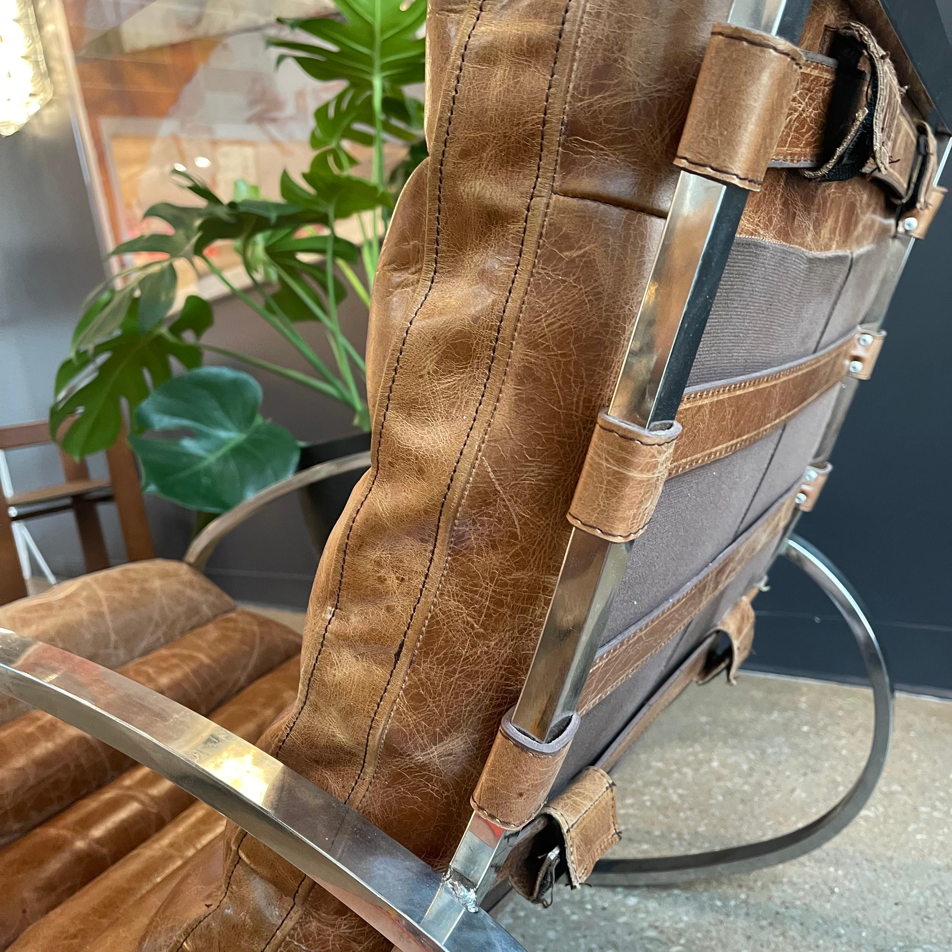 Post-Modern Renato Zevi “Ellipse” Chrome Rocking Chair by Selig For Sale