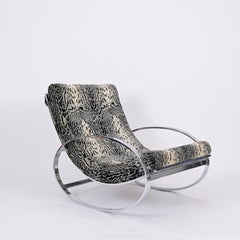 Renato Zevi "Ellipse" Lounge Chair in Chrome and Velvet, Selig, Italy 1970s