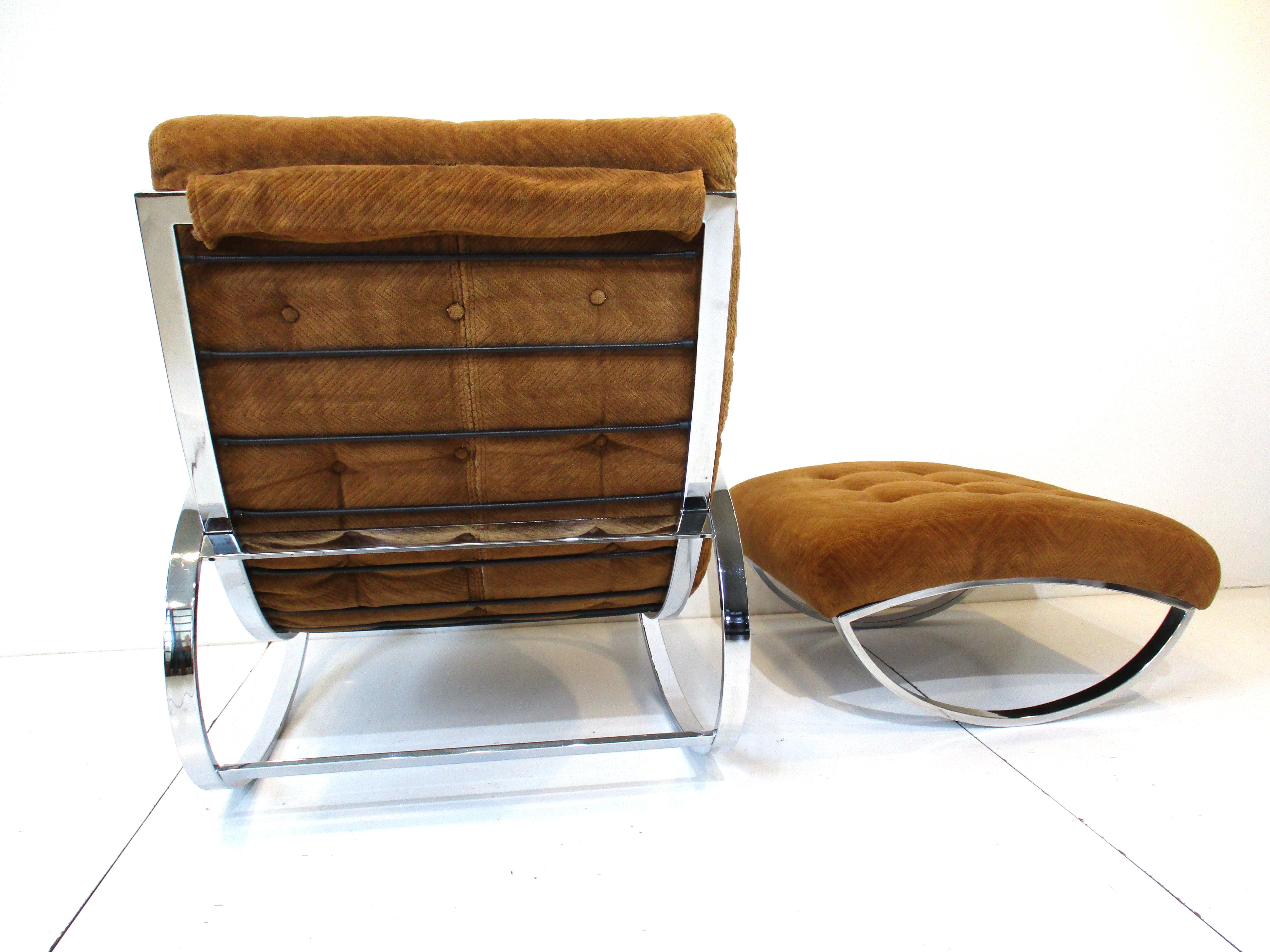 Mid-Century Modern Renato Zevi Ellipse Lounge Chair w/ Ottoman for Selig Italy