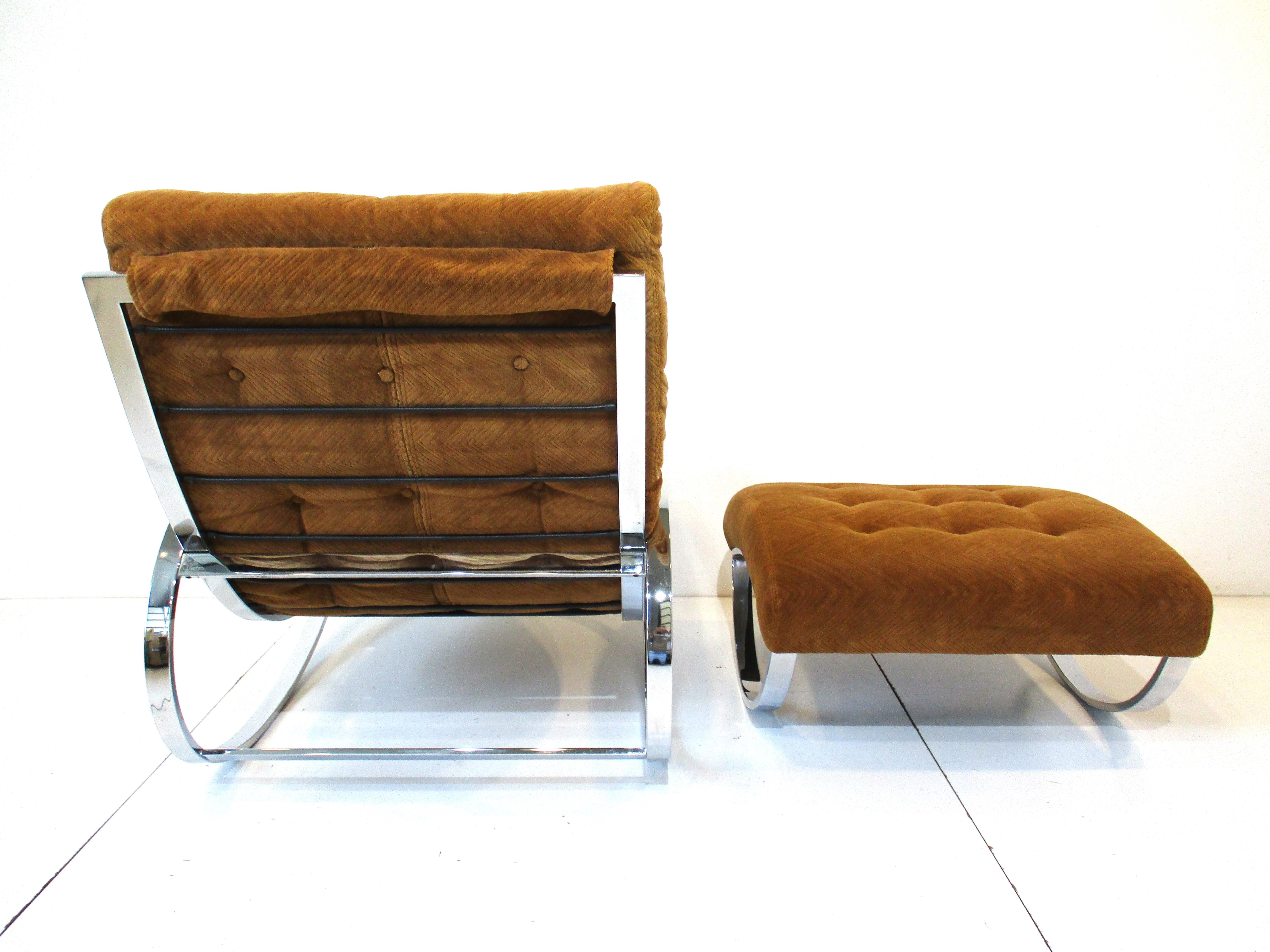 Italian Renato Zevi Ellipse Lounge Chair w/ Ottoman for Selig Italy