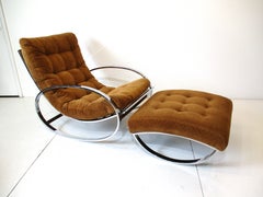 Renato Zevi Ellipse Lounge Chair w/ Ottoman for Selig Italy 