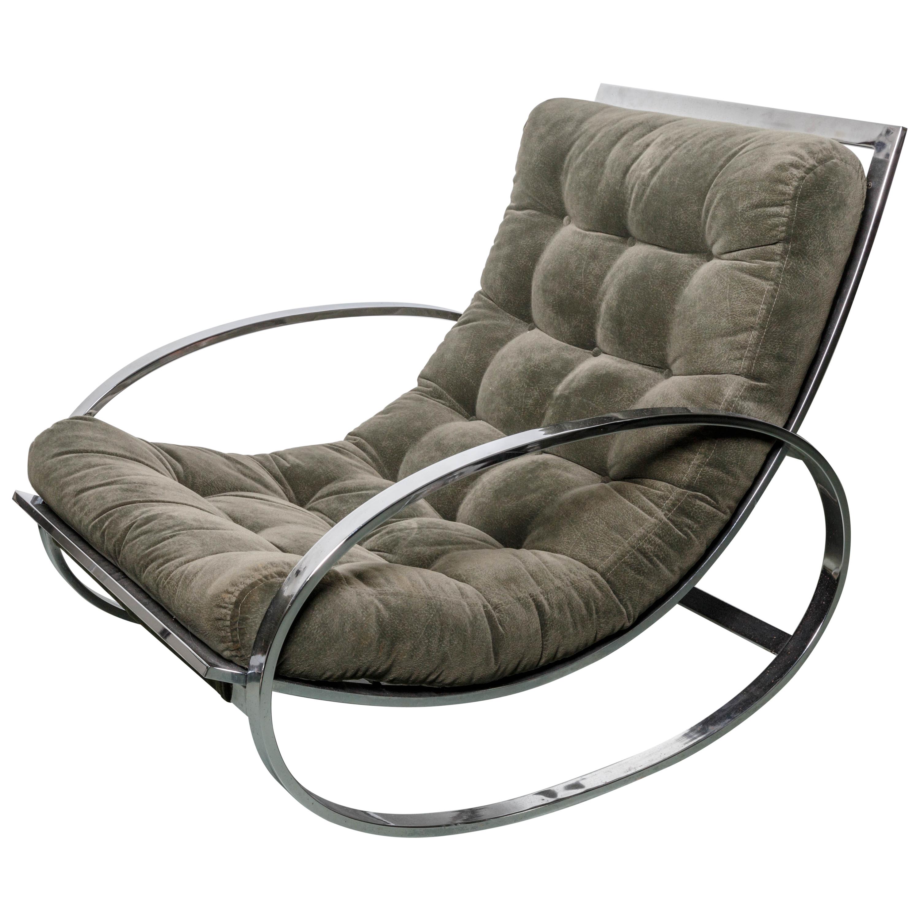 Renato Zevi Ellipse Rocking Chair and Ottoman, in the style of Milo Baughm