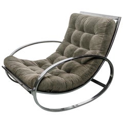 Renato Zevi Ellipse Rocking Chair and Ottoman, in the style of Milo Baughm
