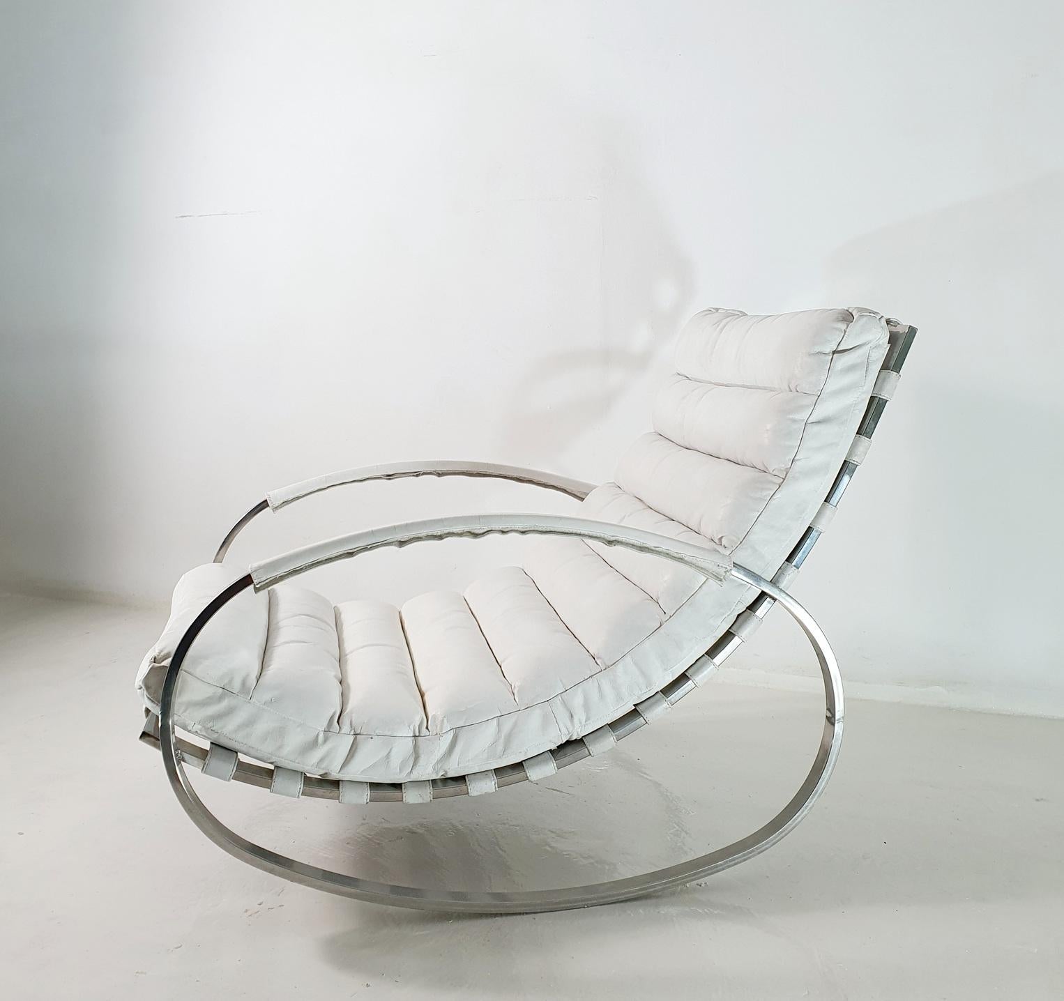 Leather Renato Zevi Ellipse Rocking Chair by Selig 1970's