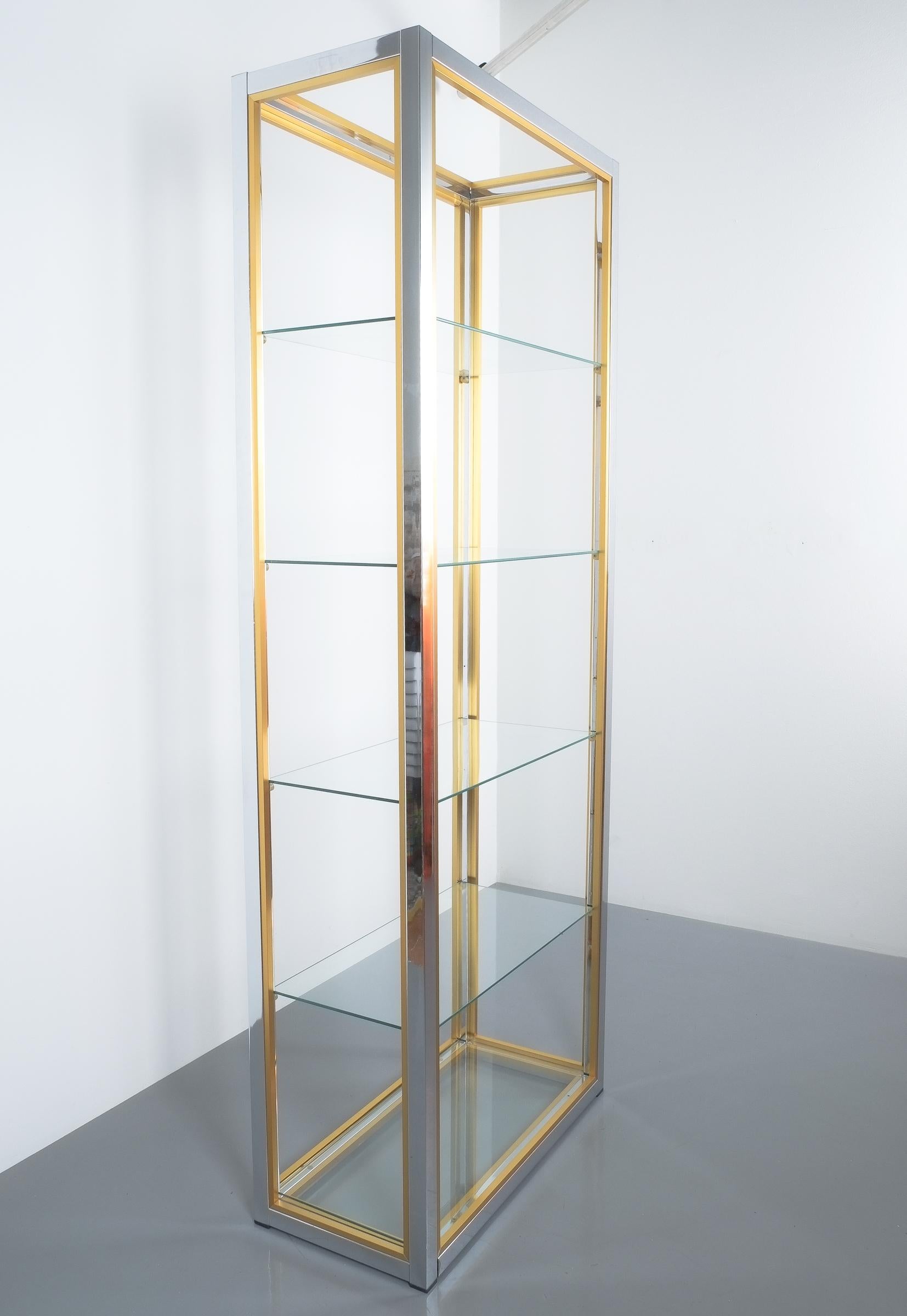 Renato Zevi Étagères Shelving Shelf Chrome and Brass Glass In Good Condition For Sale In Vienna, AT