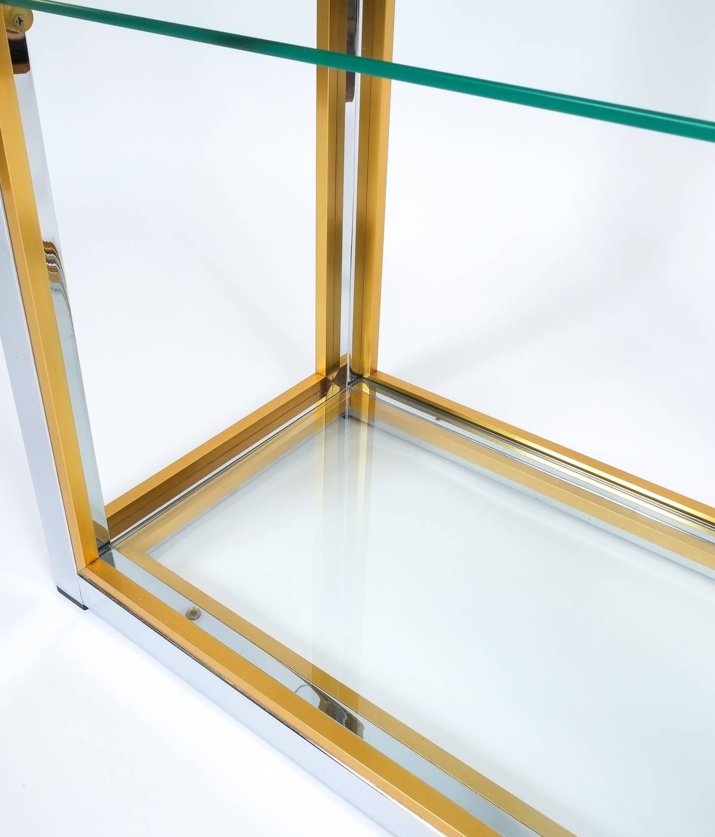 Renato Zevi Étagères Shelving Shelf Chrome and Brass Glass For Sale 1