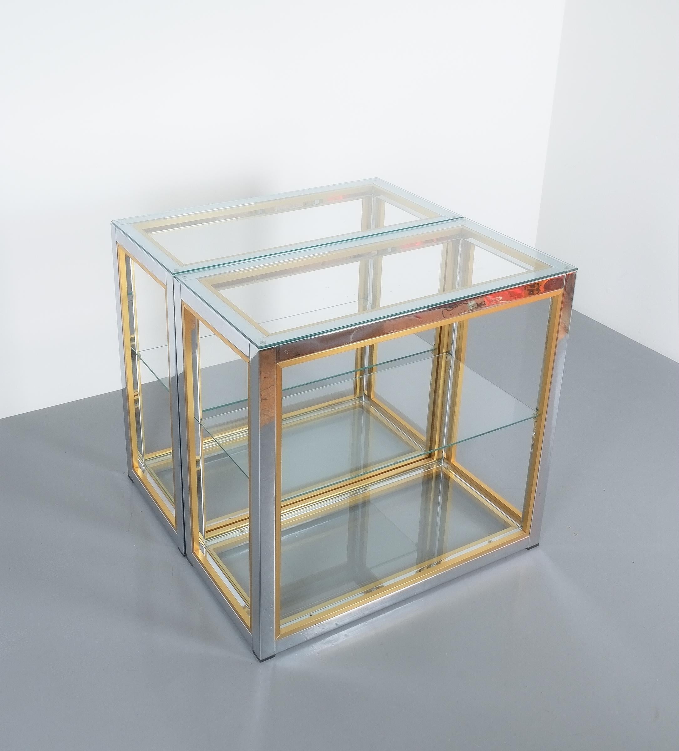 Renato Zevi Étagères Shelving Shelf Chrome and Brass Glass For Sale 2
