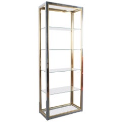 Vintage Renato Zevi Étagères Shelving Shelf Chrome and Brass Glass