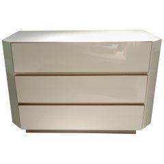 Vintage Renato Zevi for Angolo Metal Art White Resin & Metal Midcentury Commode, 1960