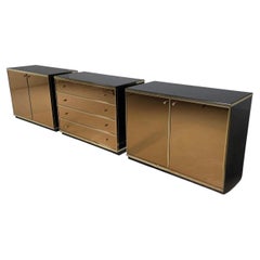 Renato Zevi per Metal Art: credenza modulare in vetro a specchio dorato, Italia, anni '70