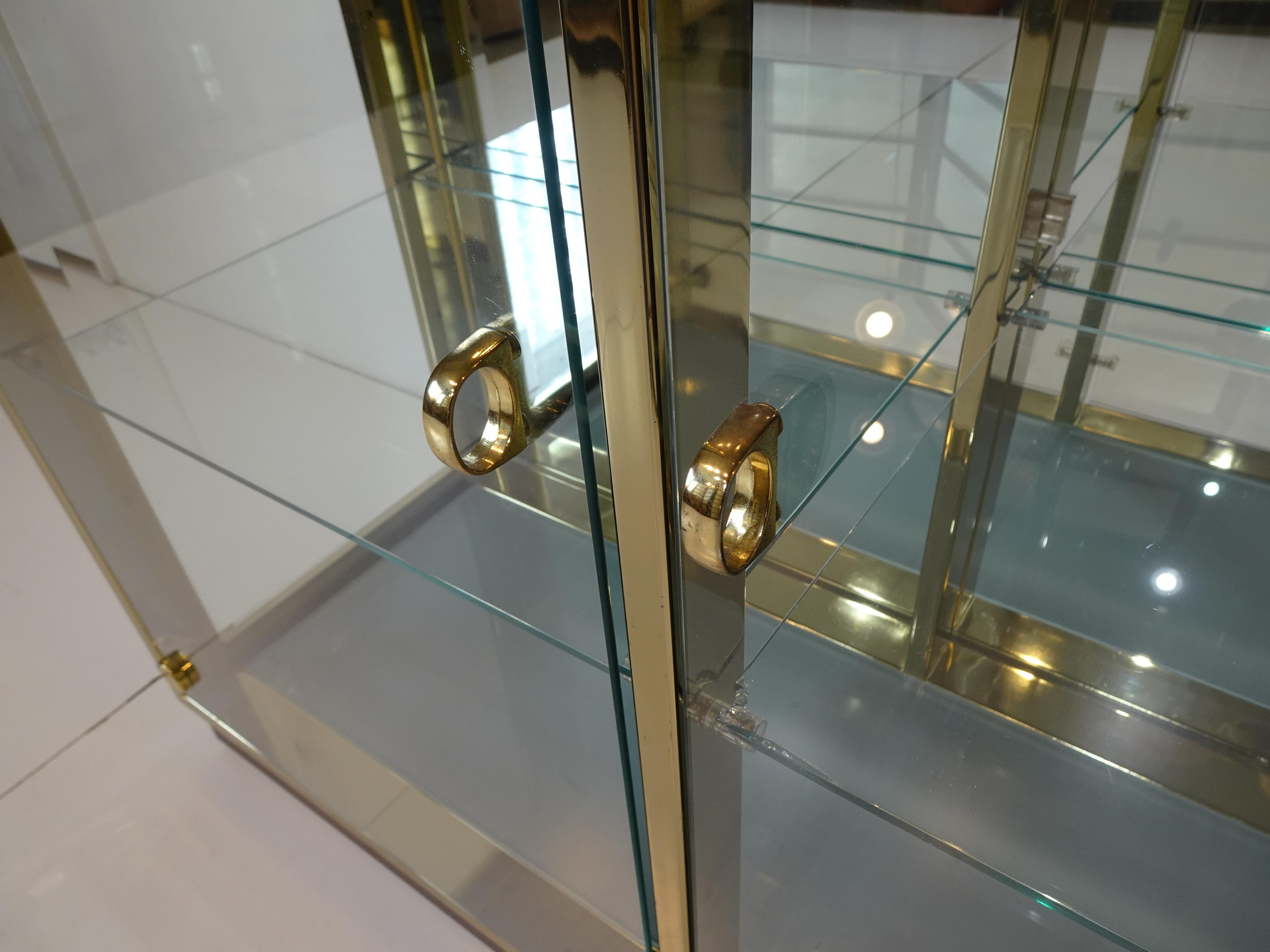 Renato Zevi Italian Brass Rosewood Glass Light Up Bar Cabinet 5