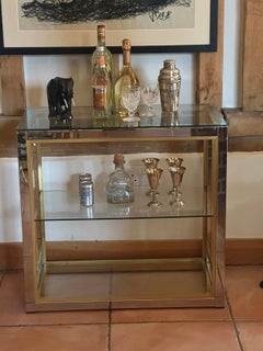 Renato Zevi Italian Hollywood Regency Chrome Brass and Glass Bookcase