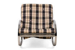 Renato Zevi Roccia imbottita in tessuto a quadri e cromo di metà secolo