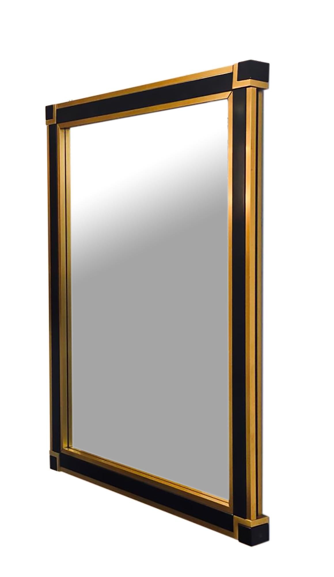 Italian Renato Zevi Laquered Metal and Brass Wall Mirror, Italy 1970s For Sale