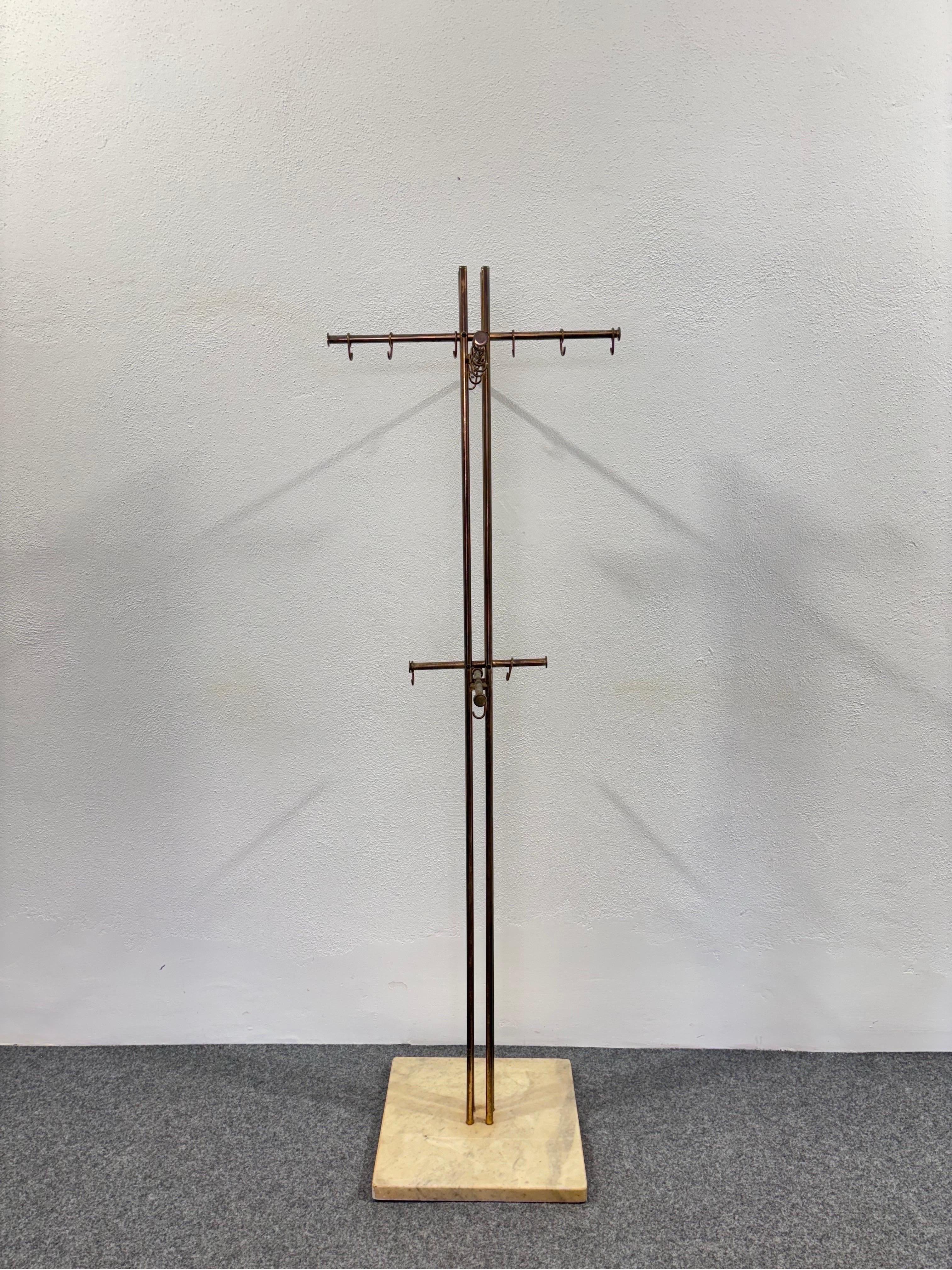 Renato Zevi Metalarte Appendiabiti Marmo E Ottone Design Modernariato in vendita 1