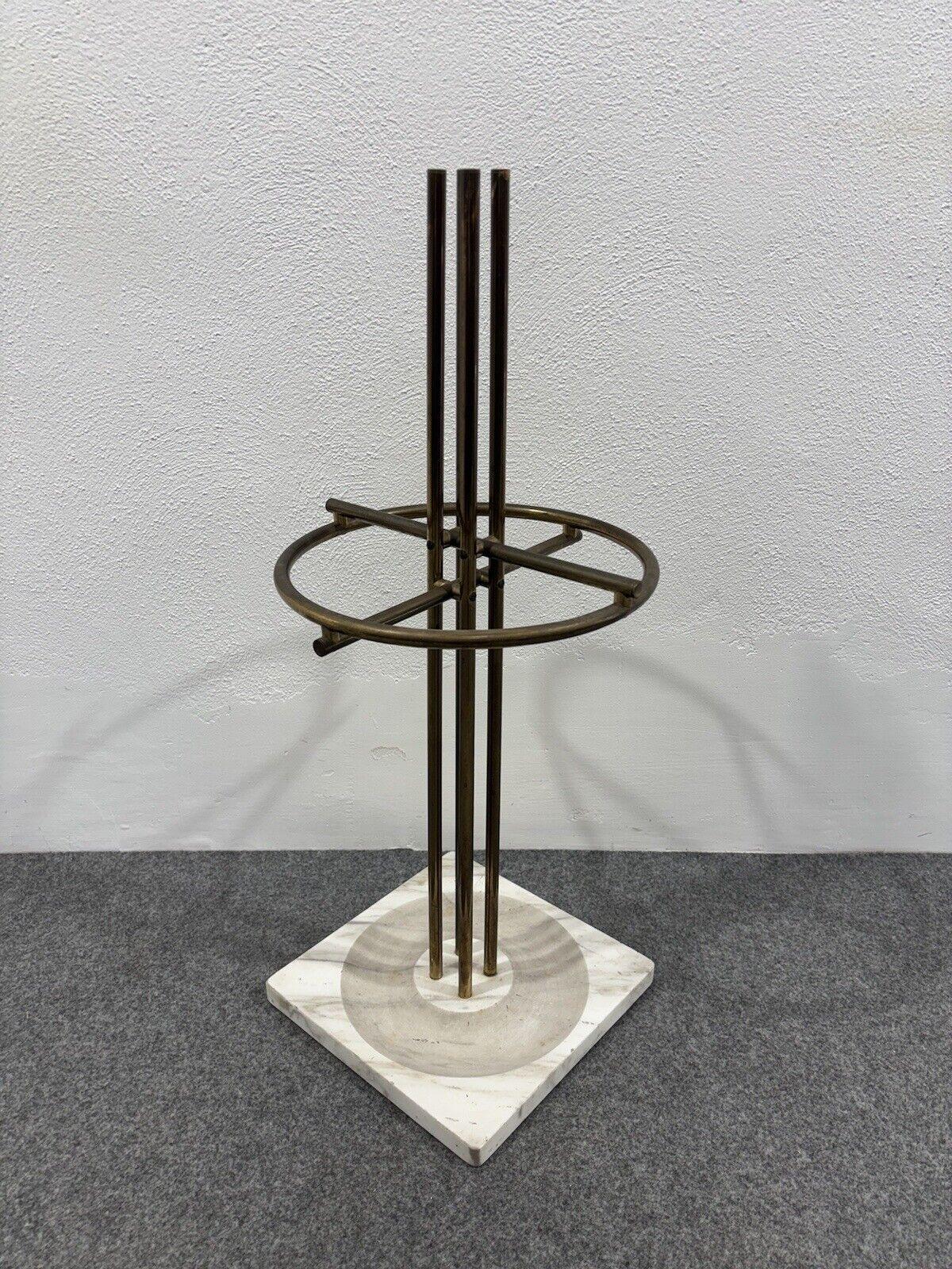 Italian Renato Zevi Metalarte Umbrella Stand Marble And Brass Design Modernism For Sale