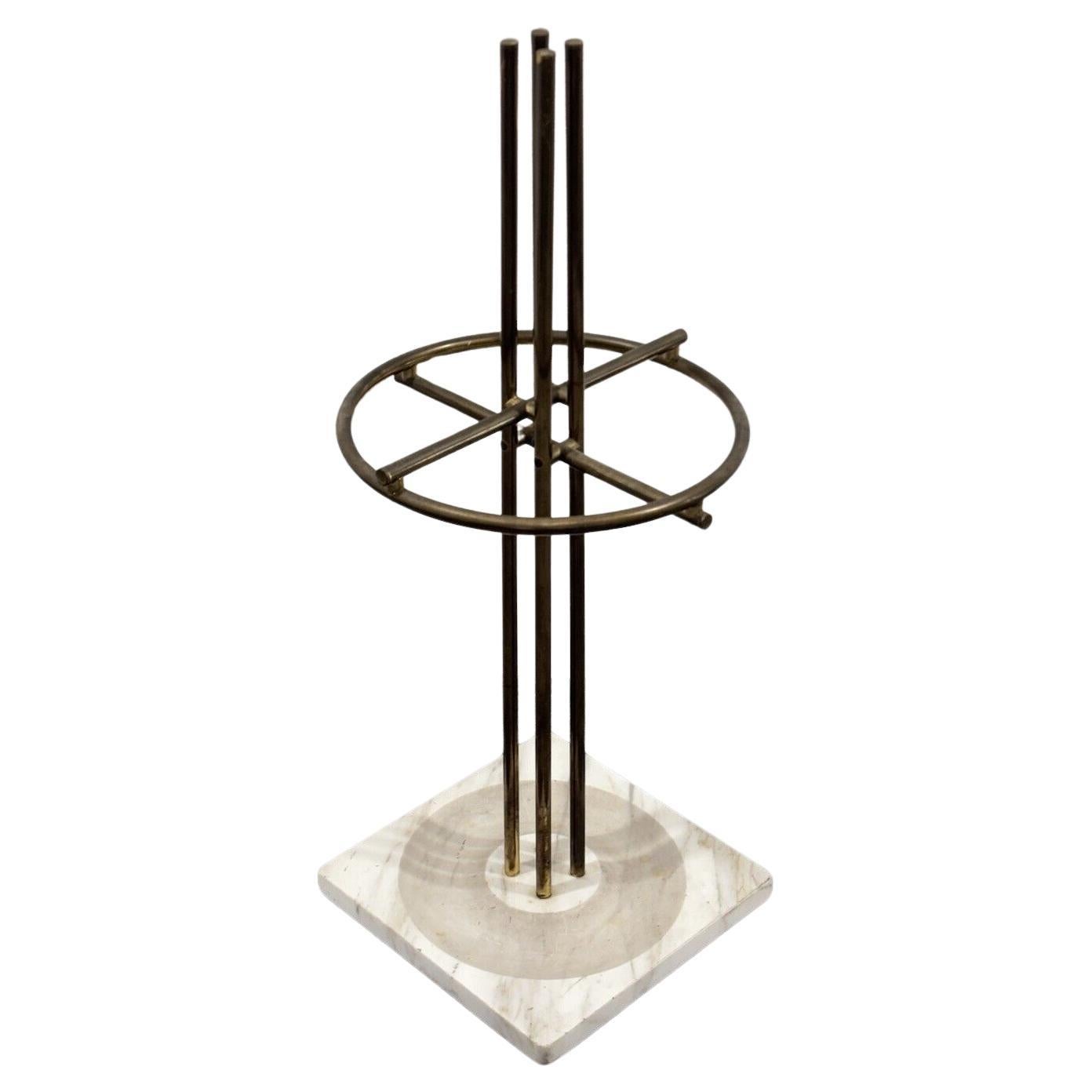 Renato Zevi Metalarte Umbrella Stand Marble And Brass Design Modernism For Sale