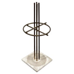 Vintage Renato Zevi Metalarte Umbrella Stand Marble And Brass Design Modernism