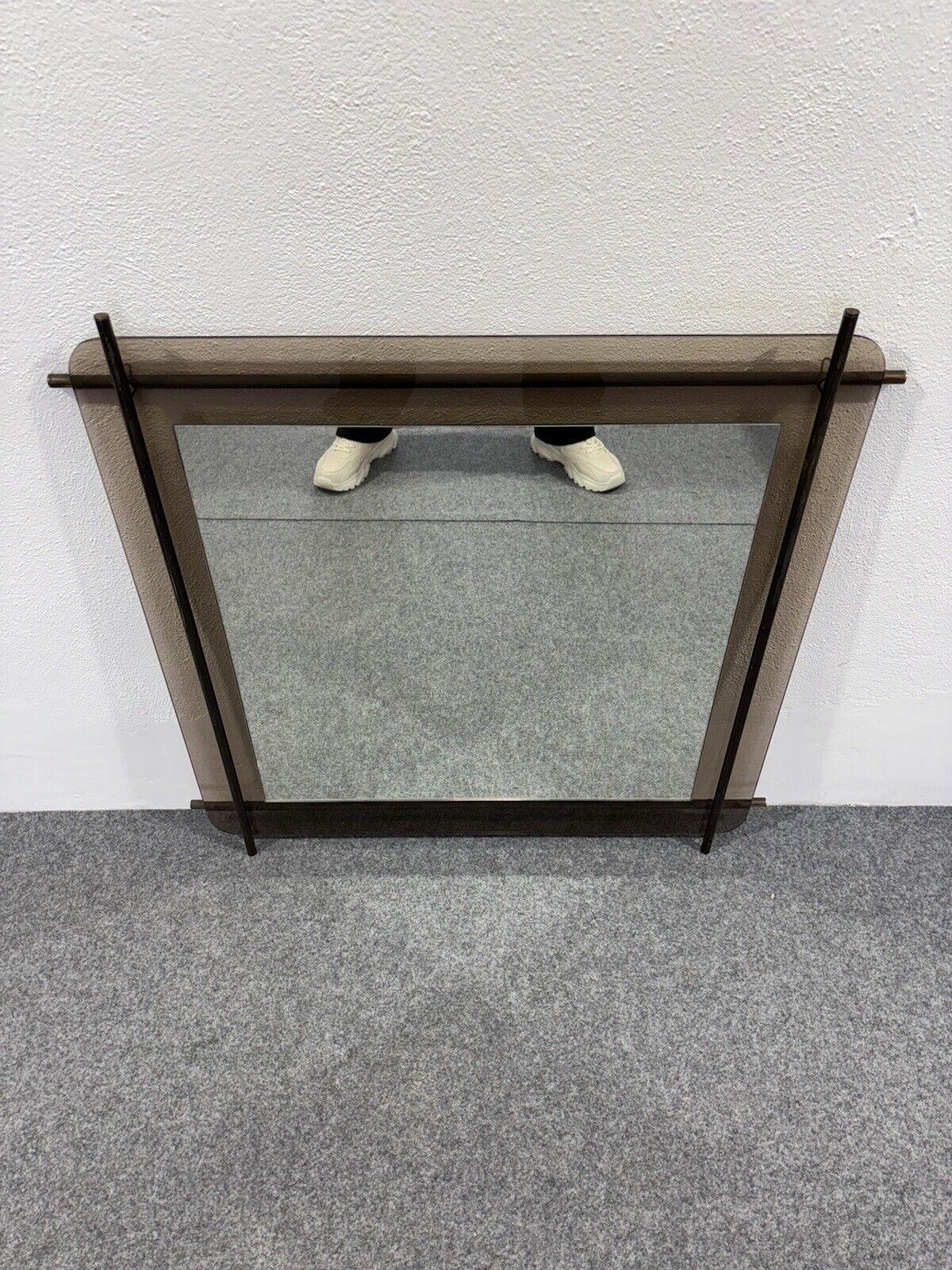 Italian Renato Zevi Metalarte Glass And Brass Mirror Modern Design For Sale