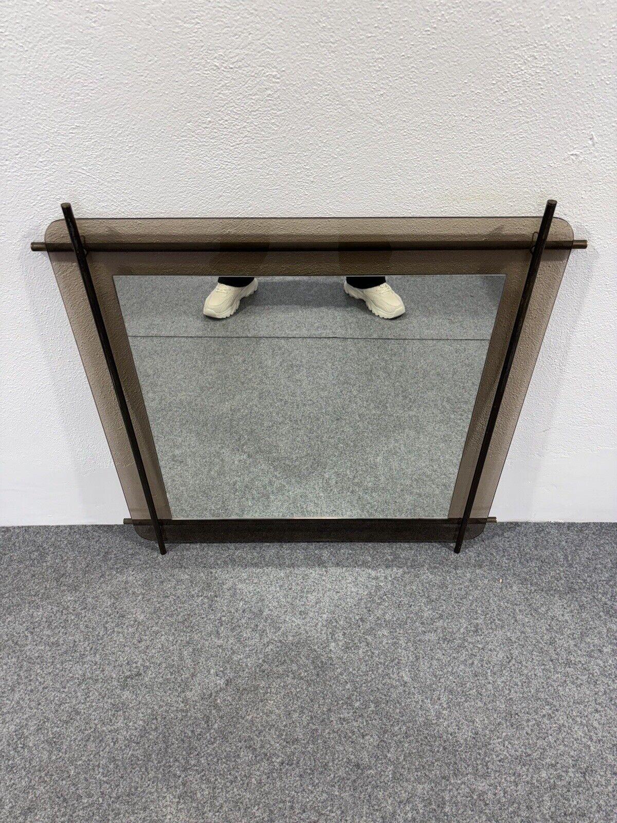 Italian Renato Zevi Metalarte Glass And Brass Mirror Modern Design For Sale