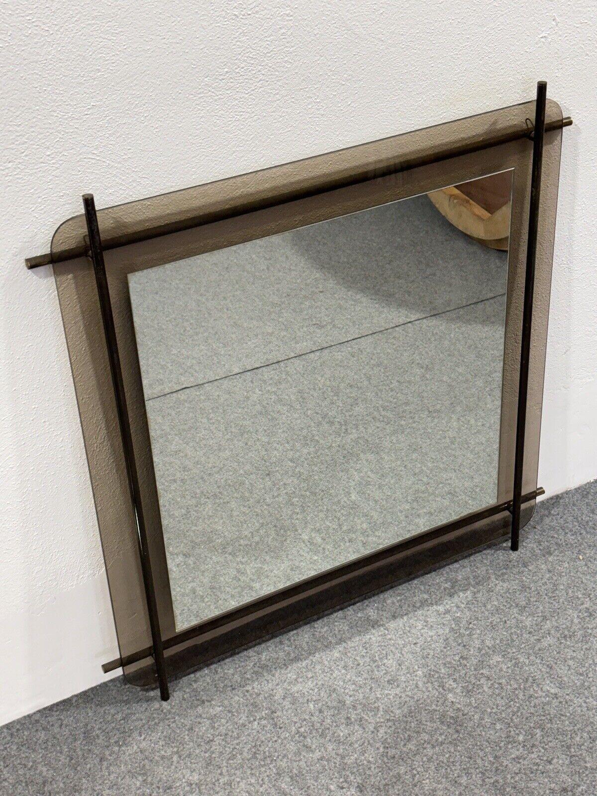 Renato Zevi Metalarte Glass And Brass Mirror Modern Design In Good Condition For Sale In Taranto, IT