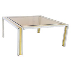Tavolino quadrato in ottone cromato e vetro di Renato Zevi.