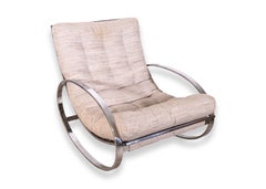 Renato Zevi Mid Century Modern Ellipse Chrome Rocker and Ottoman