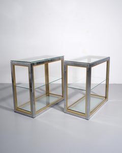 Renato Zevi Pair of Chrome and Brass Shelves, Italy, circa 1970s