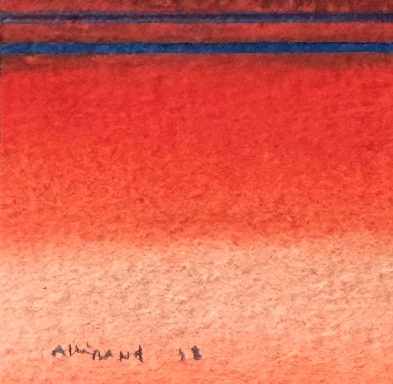 Red #18 (Composition with red, blue and black) - Painting by Renaud Allirand