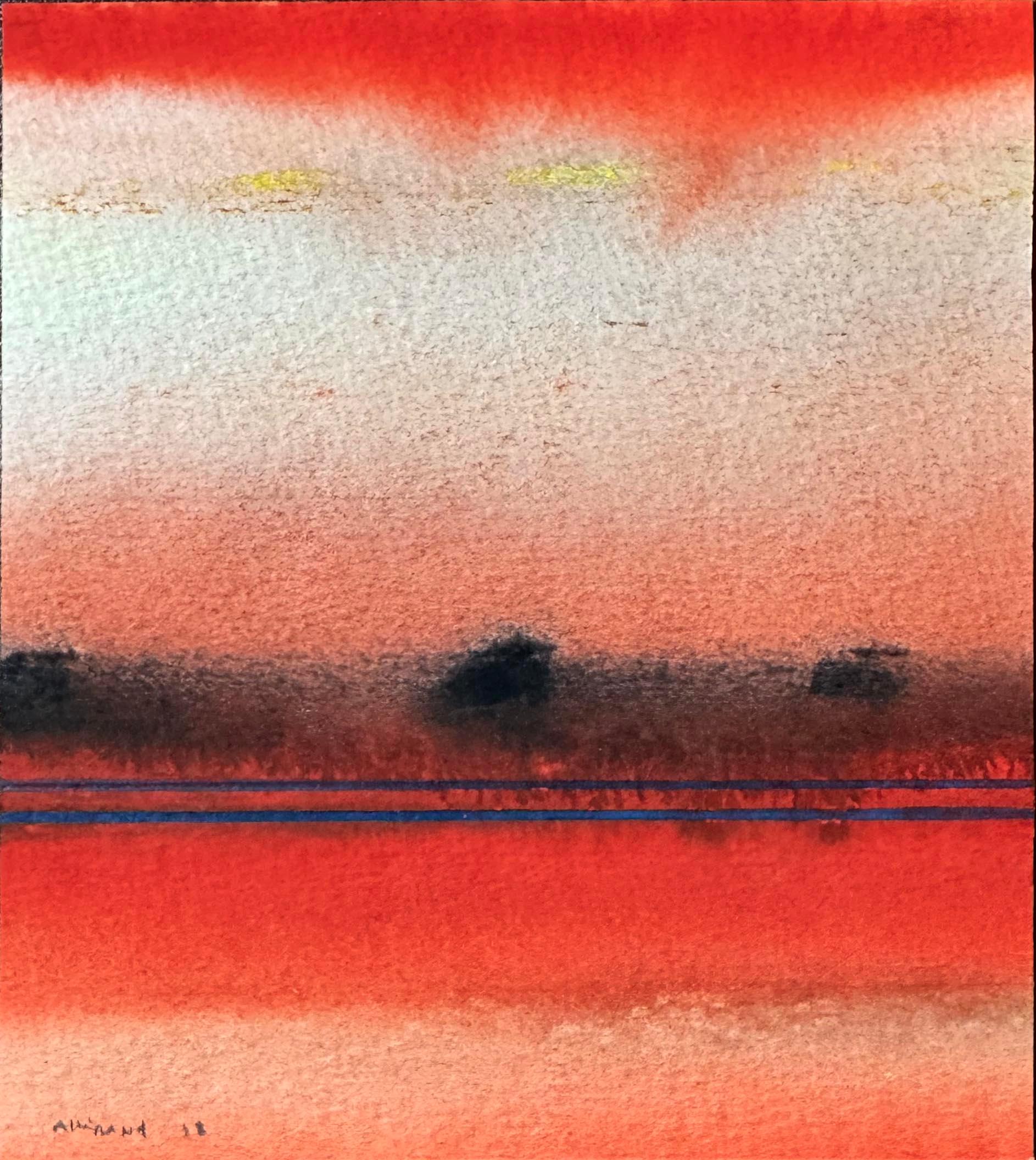 Renaud Allirand Abstract Painting - Red #18 (Composition with red, blue and black)