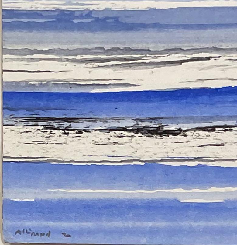 Senza titolo #5 (Composizione con blu, bianco e nero) - Painting di Renaud Allirand