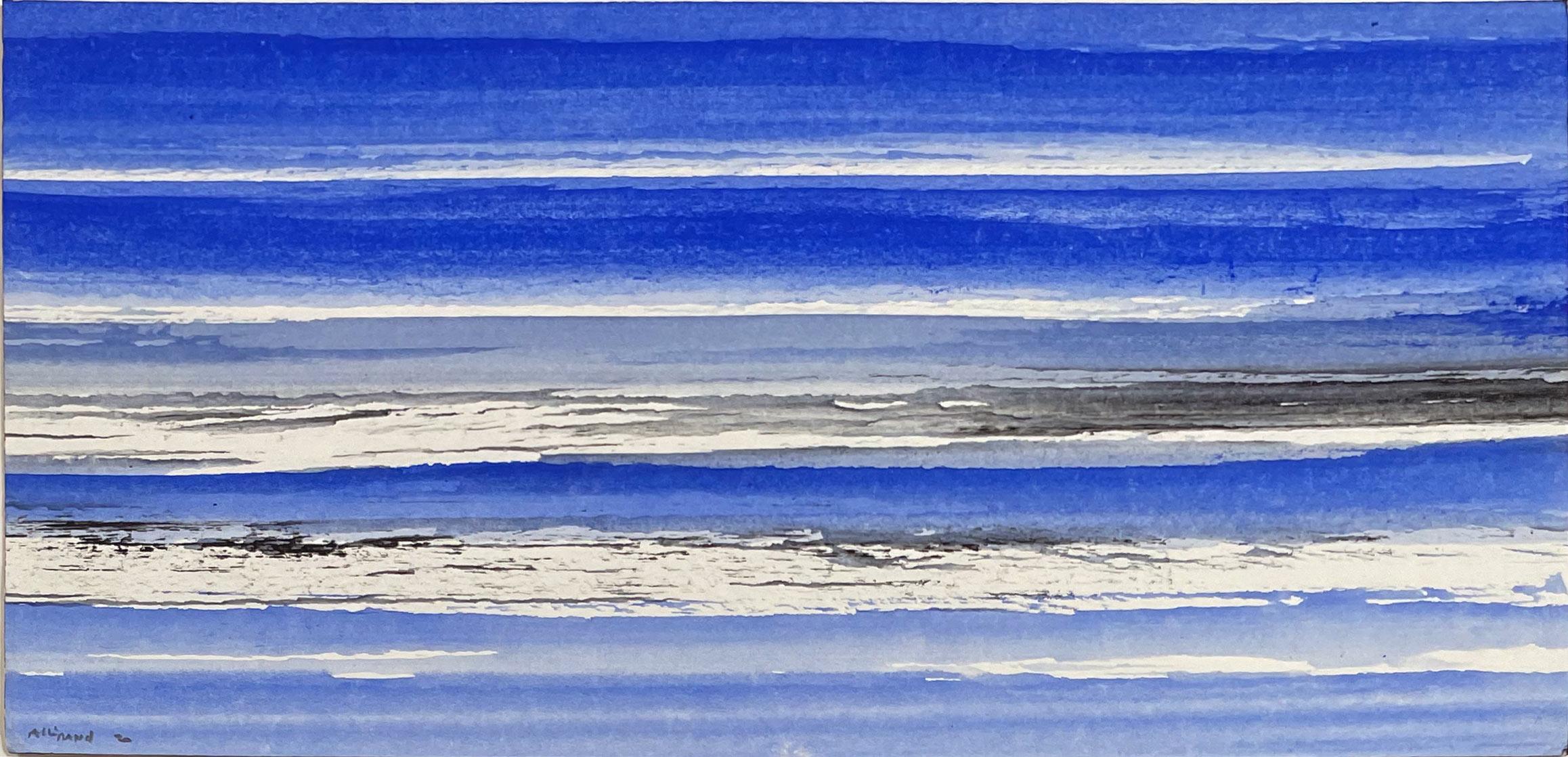 Abstract Painting di Renaud Allirand - Senza titolo #5 (Composizione con blu, bianco e nero)